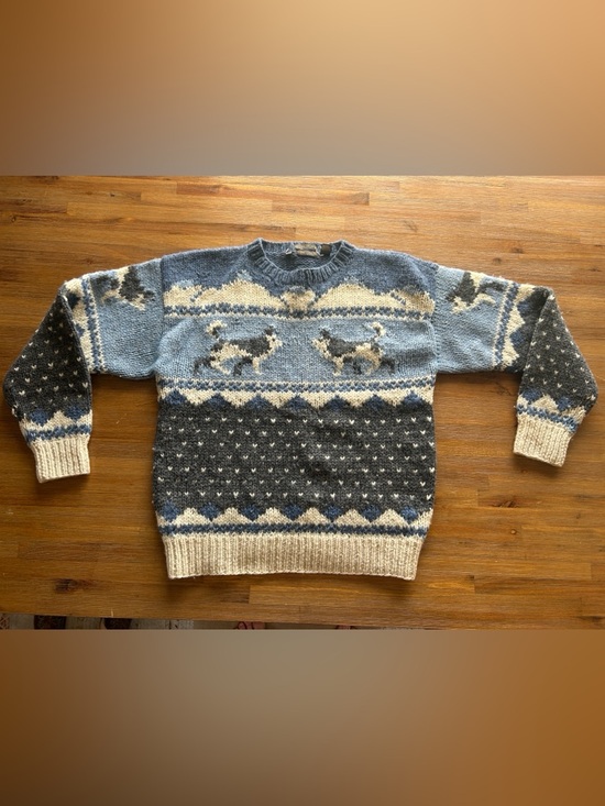 Robert Stock Other - Vintage Robert Stock Hand Knit Wool Husky Wolf Winter Sweater